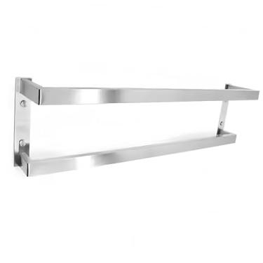 Imagem de SEIDO Toalheiro duplo para parede de banheiro, toalheiro duplo de níquel escovado montado na parede, barra de toalha de banheiro de aço inoxidável SUS 304, 91 cm, varões de toalha de escada de 2