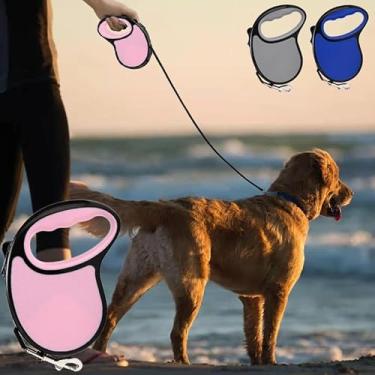 Imagem de Coleira retrátil automática para cães, opções de 196,85 pol/118,11 pol, fita de nylon durável com alça antiderrapante e design sem emaranhados, coleira portátil para passear com cães pequenos e médios