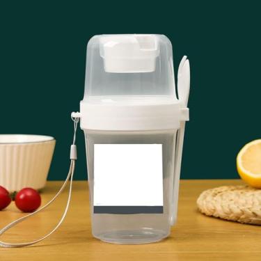 Imagem de Coqueteleira de salada com tampas e garfo, recipiente para salada fresca para almoço, refeição portátil de café da manhã, vegetais e frutas - branco