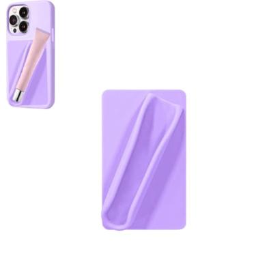 Imagem de Rookii Capa de telefone com suporte de batom, suporte de silicone com suporte de brilho labial para capa de telefone com suporte de brilho labial, protetor labial adesivo para cartão de telefone para
