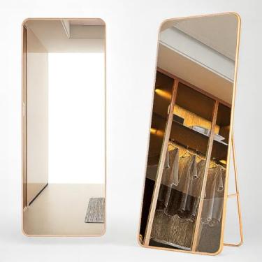 Imagem de Espelho de Chão, Espelho de Chão Blogueira Base Reta Corpo Inteiro Oval Quadrado Quarto Sala Decorativo(146x36cm)(Quadrado Dourado)