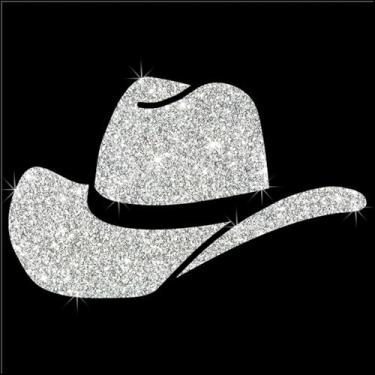 Imagem de Adesivos de decalque fosco à prova d'água brilhante brilhante chapéu de cowboy ocidental premium fácil de aplicar para laptop, acessório para capacete de janela de carro (branco)