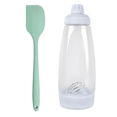 Imagem de Dispensador de massa de panqueca, dispensador de massa de panqueca com bola de batedor e base de suporte, coqueteleira de cozinha, para cupcakes, muffins, crepes, utensílios de cozinha, com mini