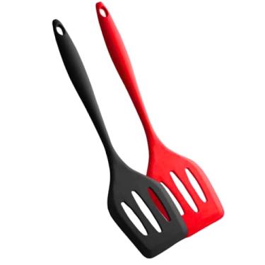 Imagem de 2 Espátulas Vazadas de Silicone para Hamburguer Ovo Omelete Espátula Vazada Utensilio Cozinha