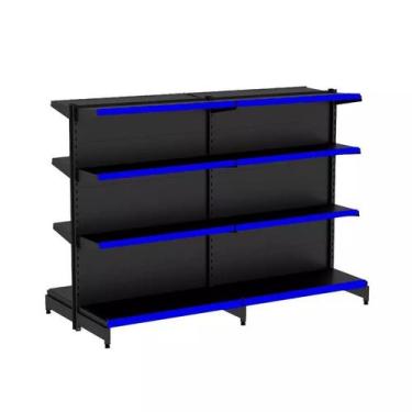 Imagem de Gondola Centro 137 Fit Ate 2 Metros Preto 16 Bandeja Pe Azul - AMAPÁ