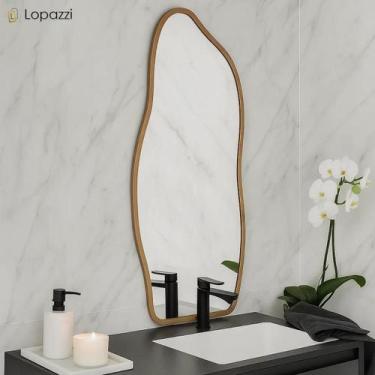 Imagem de Espelho 9x40cm Moldura Alumínio  Decorativo para Sala, Banheiro ou Qua