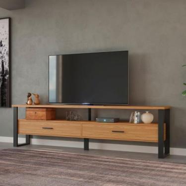 Imagem de Rack para TV até 65" Estilo Industrial 2,20m com 2 gavetas 100% MDF F4