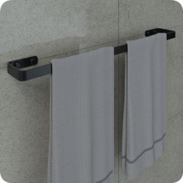 Imagem de Porta Toalha De Banho Para Banheiro Preto Fosco Plus 60cm - HomeFull