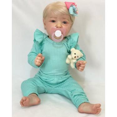 Imagem de Bebê Reborn Menina Loira Realista Molde Saskia Corpo Inteiro Silicone 