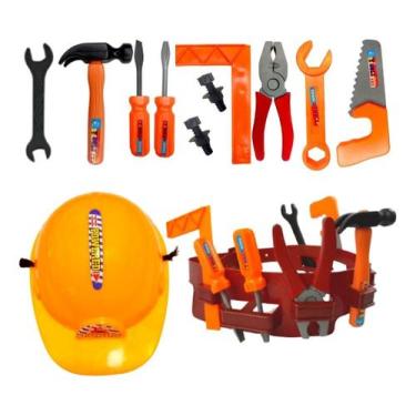 Imagem de Kit Jogo De Ferramentas Infantil Cinto Construtor + Capacete Brinquedo