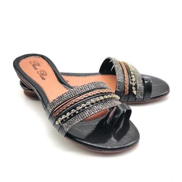 Imagem de Sandália Feminina Rasteirinha Salto 2 Cm de Slide 135 - Ana Reis, Pret