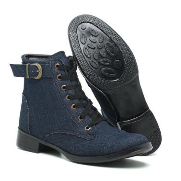 Imagem de Bota Feminina Coturno Fivela - Vk, Azul, 36