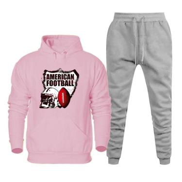 Imagem de Conjunto Abrigo Moletom Flanelado Plus Size Canguru Com Capuz Calça Flanelada Tamanho Especial