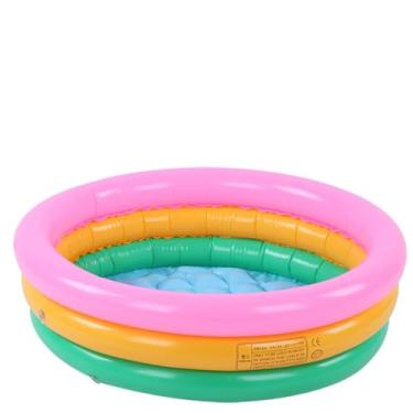 Imagem de Piscina Adorável de Bebês, Especialmente Projetada para Crianças, Bebês e Menino Com 3 Anel de Ar Colorido e Piso Inflável Macio, Design de Cores Brilhantes, Feita de PVC (L)