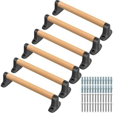 Imagem de Corrimãos SELEWARE, pacote com 6 alças de jogo de madeira de faia de 4