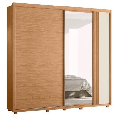 Imagem de Guarda Roupa Casal Acácia 2 Portas Deslizantes Flex Freijó-off White Com Espelho - Móveis Albatroz Freijó-off White