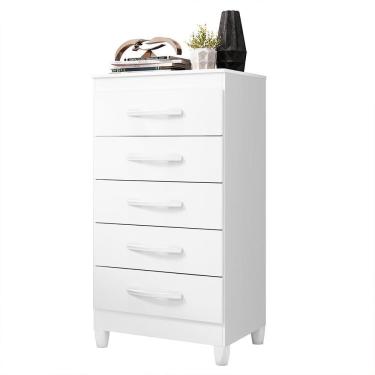 Imagem de Cômoda Esmeralda 5 Gavetas Branco - Móveis Albatroz Branco