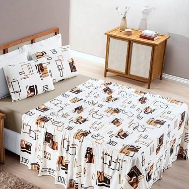 Imagem de Jogo De Lençol Solteiro Quality Malha 100% Algodão Estampado 3 Peças - Avela