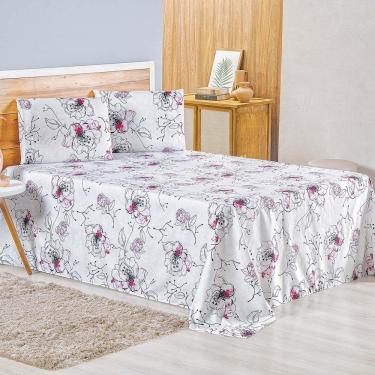Imagem de Jogo De Lençol Lidian Queen 3 Peças Hiperpercal Estampado 180 Fios - Malta Floral
