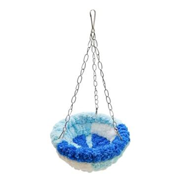 Imagem de IEUDNS Rede suspensa para pássaros, de inverno, fácil instalação, cama fofa para reprodução, acessórios para gaiola de pássaros para canários e, Azul