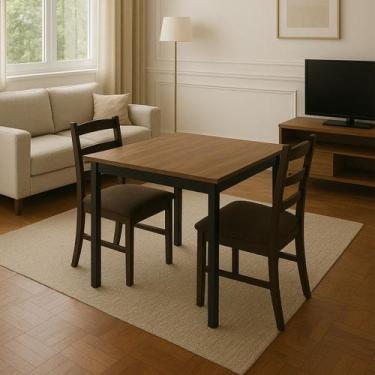 Imagem de Mesa de Jantar Industrial para 4 Lugares 70x70cm Amadeirada Rústica Re