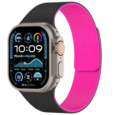 Imagem de LYSMVIVI Pulseira magnética de silicone de lichia compatível com Apple Watch Ultra SE séries 11, 10, 9, 8, 7, 6, 5, 4, 3, 2 e 1 de 49 mm, 46 mm, 46 mm, 45 mm, 44 mm, 41 mm, 40 mm, 3 e 1 de 49 mm, 46