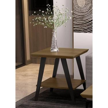 Imagem de Mesa Lateral Caio Freijo com pés em madeira Preto