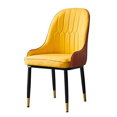 Imagem de Cadeira de jantar, cozinha, sala de jantar, móveis, cadeiras modernas, simples, de couro PU, cadeiras de jantar, cadeira de jantar, cadeira macia para sala de estar, quarto, cozinha (cor: amarelo)