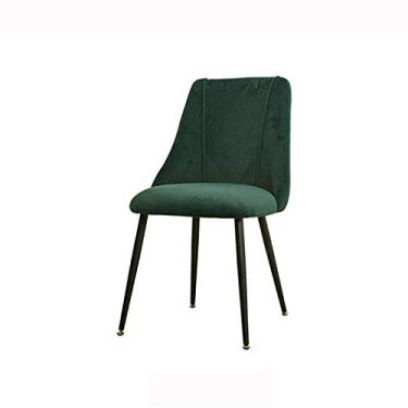 Imagem de Cadeira de jantar, cozinha, sala de jantar, móveis, cadeiras de veludo com pernas de metal, assento e encostos de veludo para sala de estar, quarto, cozinha (cor: verde, tamanho: pés pretos)