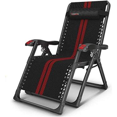 Imagem de Espreguiçadeira de jardim, tamanho grande, com bloqueio de gravidade zero, espreguiçadeira para jardim e ar livre, cadeira de praia dobrável, suporta 200 kg (cor com almofada preta), sem almofada