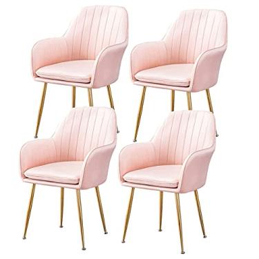 Imagem de Cadeira de jantar, cozinha, sala de jantar, móveis, cadeiras de veludo, conjunto de 4 poltronas de cozinha, sala de estar, com pernas de metal, assento e encostos de veludo para sala de estar, quarto