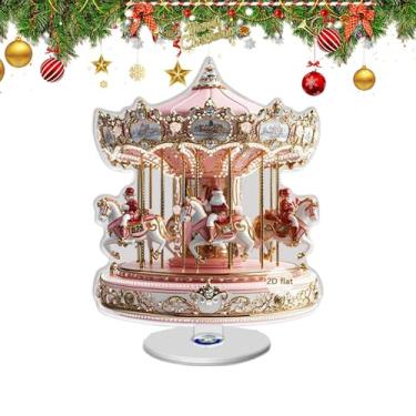 Imagem de Enfeite De Natal De Carrossel | Decoração De Natal Colecionável Tradicional Plana 2D - De Carrossel Para Festas - Para Decoração De Casa Janela Festival Festa E Loja De