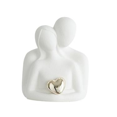 Imagem de Fxzqgnh Estátua de Casal, Figura Decorativa, Escultura Abstrata, Decoração de Mesa para Escrivaninha, de Entrada, Armário, Sala de Estar, Decoração de Ca, Branco, Tamanho real