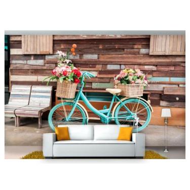Imagem de Papel De Parede Bicicleta Flores Cesto 3D Cda09 - Você Decora