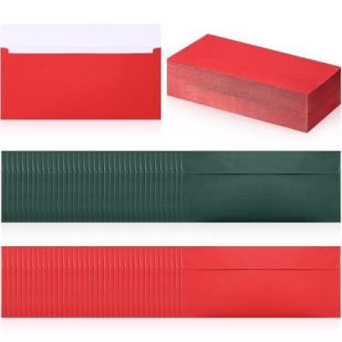 Imagem de TaoBary 200 Pcs #10 Envelopes de Negócios Envelopes de Convite Envelopes Metálicos Aba Quadrada para Cheques de Escritório Carta Mailing Faturas Natal Casamento Formatura Apreciação Professor (Vermelho, Verde)