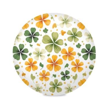 Imagem de Blueangle Saint Patricks Jogo americano redondo trevo verde conjunto de 4 tapetes de mesa de poliéster, fácil de limpar, resistente ao calor, limpável, para mesa de jantar (182)