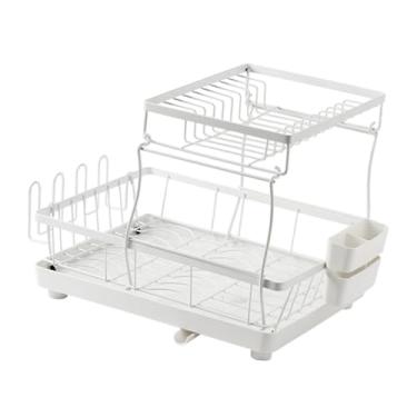 Imagem de Bothyi Talheres de rack de secagem de prato de prato multifuncional multifuncional 2 camadas anti -pia de pia de cozinha com suporte de xícara para casa, Extra Grande