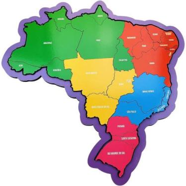 Imagem de Quebra Cabeça Educativo Mapa Do Brasil Em Madeira Babebi