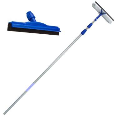 Imagem de Rodo Limpa Vidros Com Cabo Extensor Telescópico 7,5 Mts e Rodinho De B