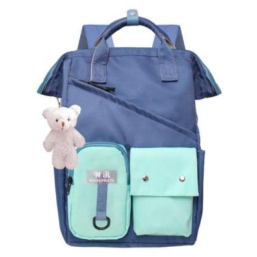 Imagem de Mochila Feminina Infantil Juvenil Com Mimo Chaveiro Nuvem Personalizav