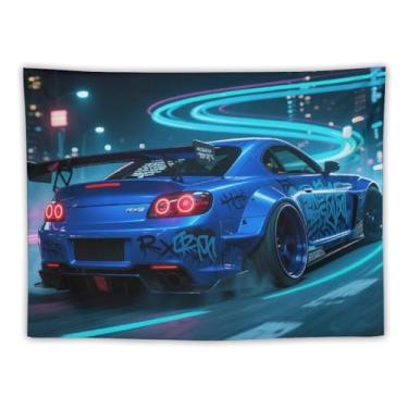 Imagem de HouLaiZhe JDM Tapeçaria de carro anime Drift carro Rx8 esportes pendurar na parede quarto decoração de casa tapeçarias estética piquenique decoração de parede arte de parede para dormitório sala de