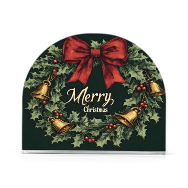 Imagem de Wassud Guirlanda de Natal com suporte de guardanapo de acrílico de folhas de azevinho, dispensador de guardanapo de papel moderno em forma de U para mesa, cozinha, sala de jantar, bancada 1 peça