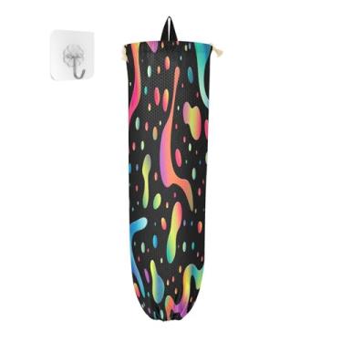 Imagem de Wassud Pacote com 2 porta-sacos de plástico coloridos, suporte de parede para sacola de mercearia, armazenamento de cozinha para decoração de despensa de cozinha em casa