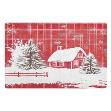 Imagem de STAYTOP Tapete de porta de casa de Natal para entrada externa 81 x 50 cm, tapete de boas-vindas externo/interno, tapetes de banho fofos, capacho frontal antiderrapante para entrada, pátio, áreas de