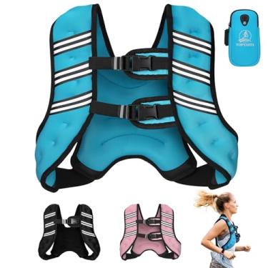 Imagem de Colete de peso para homens e mulheres, colete de peso corporal ajustável de 13,6 kg, faixa refletiva para treinamento, corrida, caminhada, preto (azul, 13,6 kg)