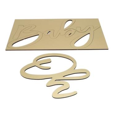 Imagem de aqxreight Placa de Sinalização de Madeira Oh Baby Oh Baby Recorte de Sinalização para Festas de Revelação de Gênero Decoração de Berçário Rosa Sem Qualidade Fácil Resiliência Vários Sinais Esta Madeira Ainda é Resistente Garantindo (Ouro)
