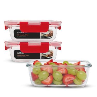 Imagem de 3un Potes De Vidro Herméticos Retangulares Mega Travas 370ml - U4HOME,