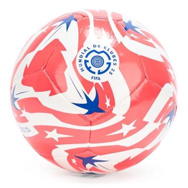 Imagem de adidas Bola de futebol unissex para adultos da Copa do Mundo de Clubes da FIFA, branco/vermelho lúcido, azul elétrico/preto, 3