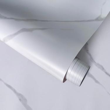 Imagem de ANT Papel de parede de contato de mármore autoadesivo para gaveta de bancada, prateleira, armário, fácil de limpar (mármore fosco, 39,9 cm x 508 cm)