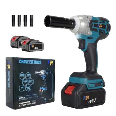 Imagem de Chave de Impacto Elétrica 68V 1.3AH com 2 Baterias, Sem Fio, Torque 800 N.M., Motor Brushless, Entrada 1/2" e 1/4" para Autos e Construção